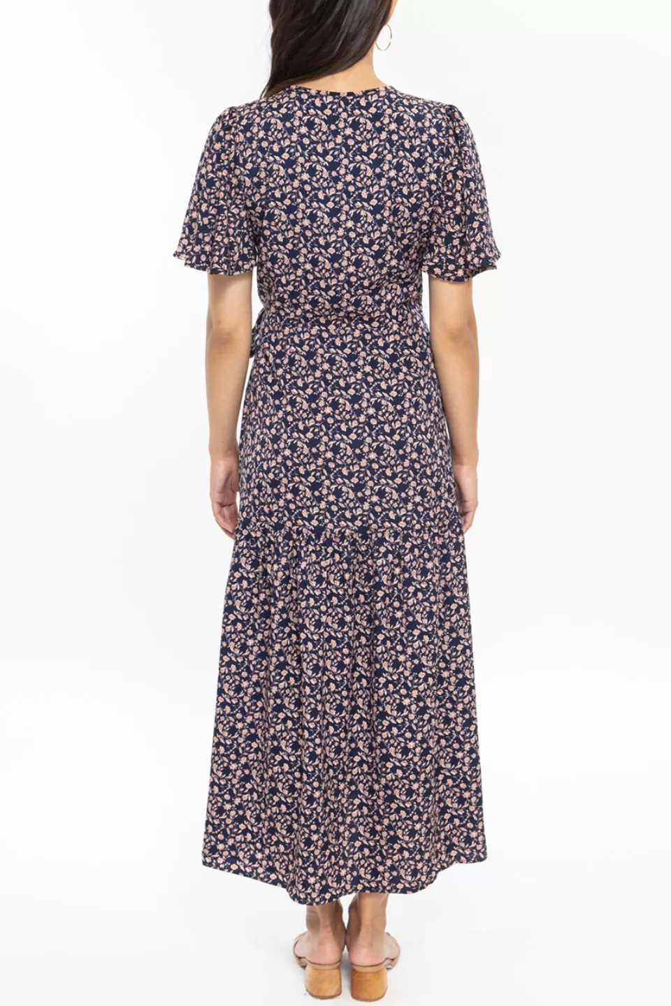 Leah SS Navy Trelice Wrap Midi Dress