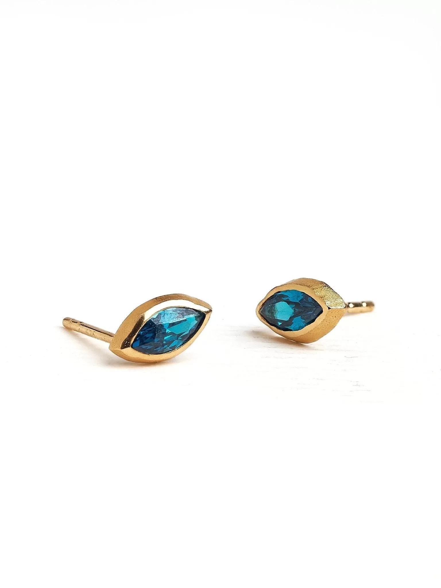 Leota Marquise Blue Topaz Gold Earrings