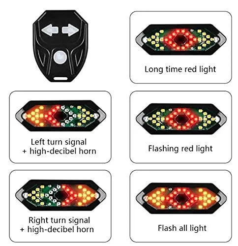 Lista Bicycle Tail Light USB Rechargable Smart Wireless Remote Control Turn Signal Warning Lamp Bike Taillight