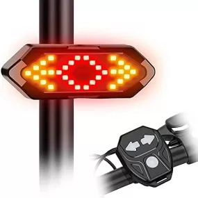 Lista Bicycle Tail Light USB Rechargable Smart Wireless Remote Control Turn Signal Warning Lamp Bike Taillight