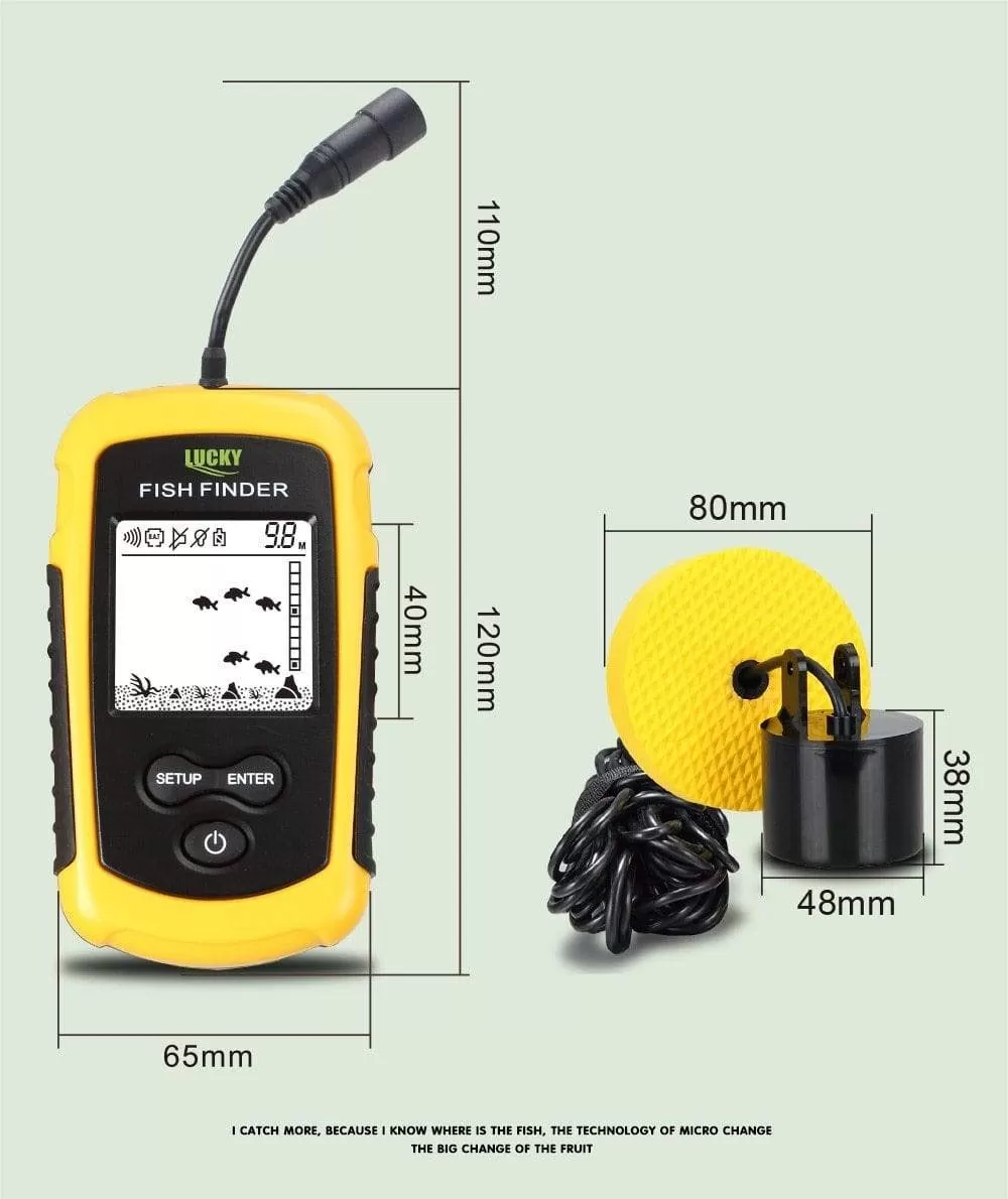 LUCKY FF1108-1 Portable Fish Finder Ice Fishing Sonar Sounder Alarm Transducer Fishfinder 0.7-100m Fishing Echo Sounder