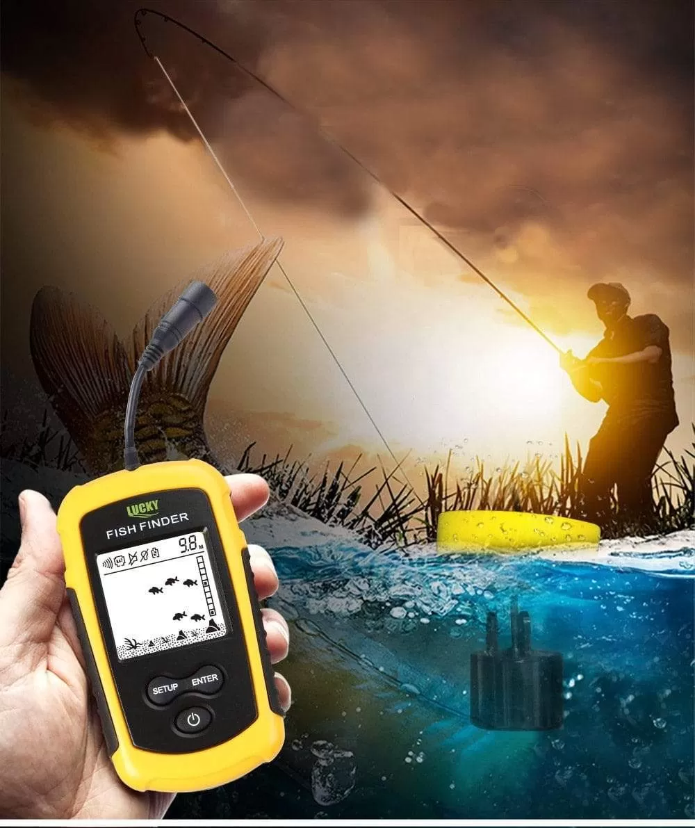 LUCKY FF1108-1 Portable Fish Finder Ice Fishing Sonar Sounder Alarm Transducer Fishfinder 0.7-100m Fishing Echo Sounder