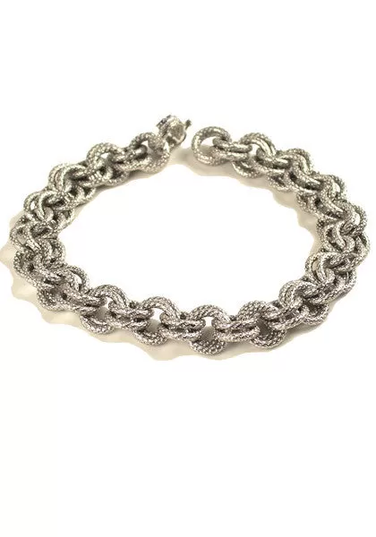 Marchisio Rolo Double Link White Gold Bracelet