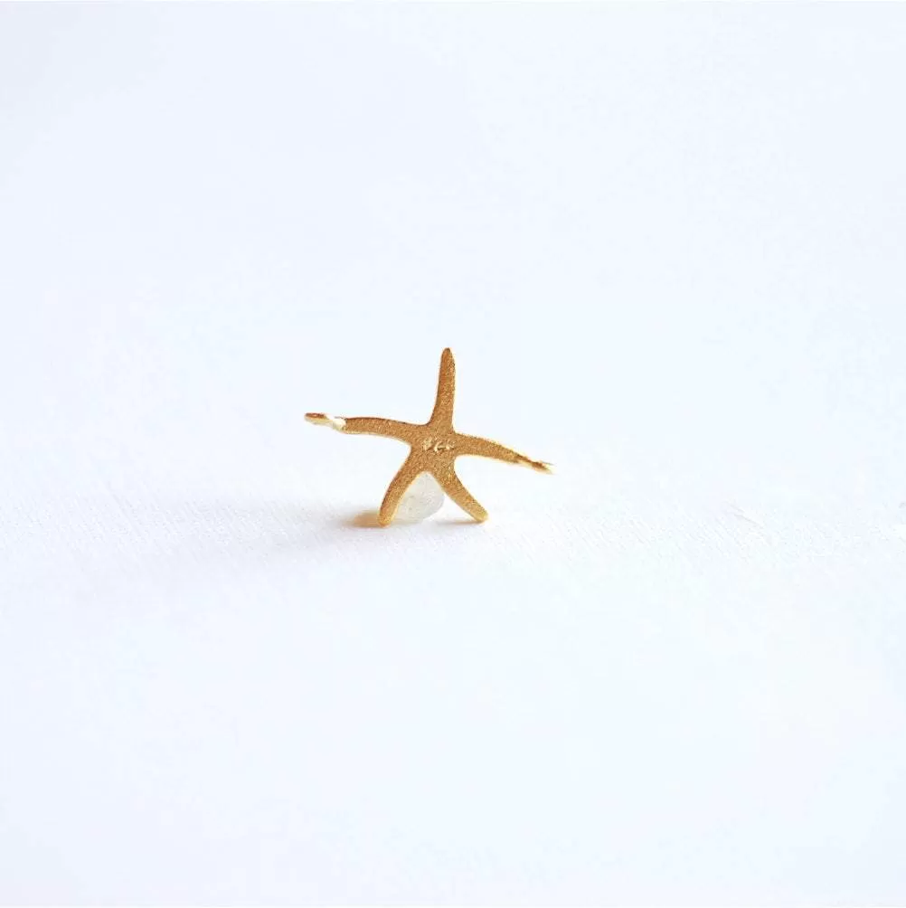 Matte Vermeil Gold Starfish Connector Charm- 18k gold over Sterling Silver Starfish Charm Pendant, Gold Starfish Connector Link Spacer, 283