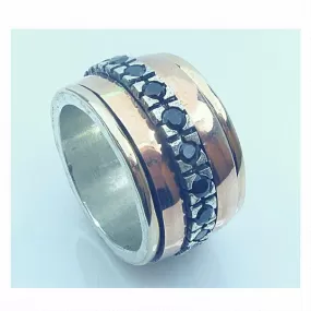 Meditation Ring Spinner rings Rose Gold on Silver Garnets Ring