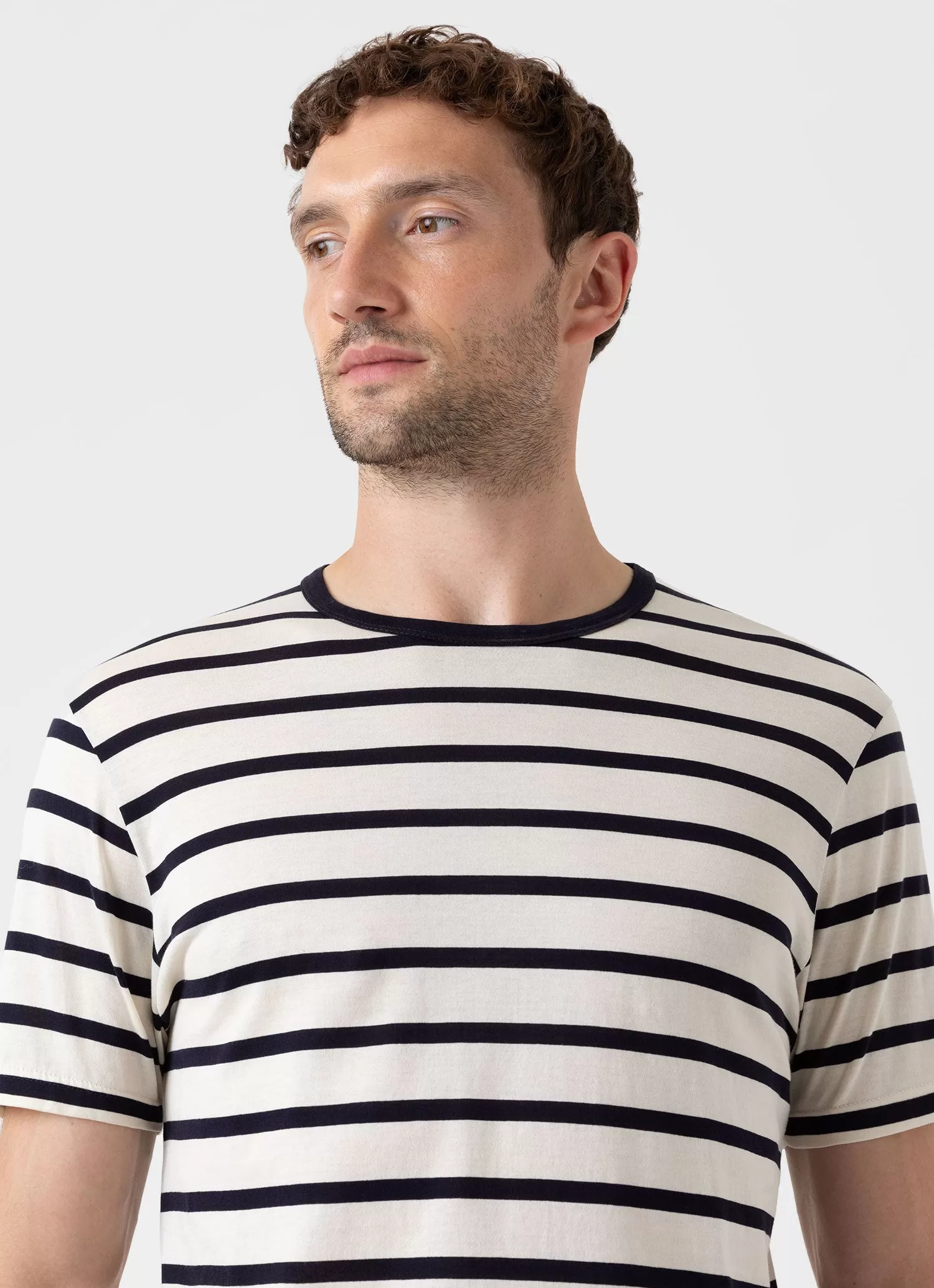 Men's Classic T-shirt in Ecru/Navy Breton Stripe