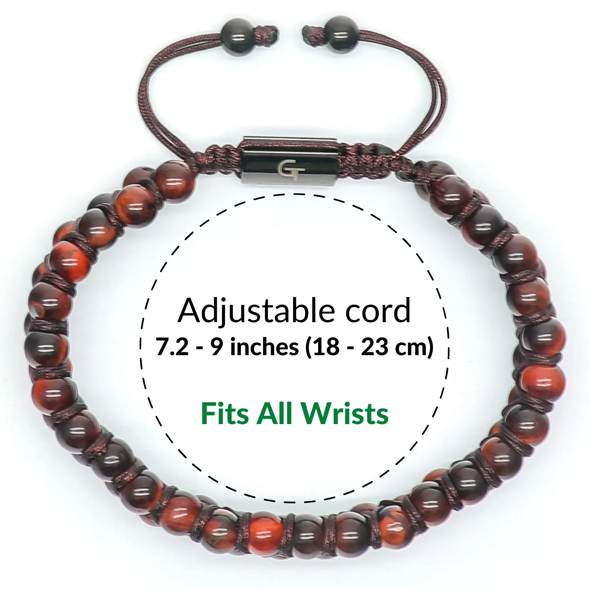 Men's RED TIGER EYE Double Bead Bracelet - One Size Fits All