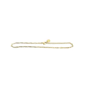 Mini Paperclip Chain Anklet - 14K Gold