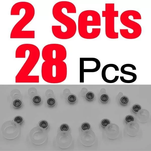 MNFT 2sets (28PCS) Fishing Rod Wire Ring Ceramics Eye DIY Fish Line Guide Silicone Ring Different Size 1-14#