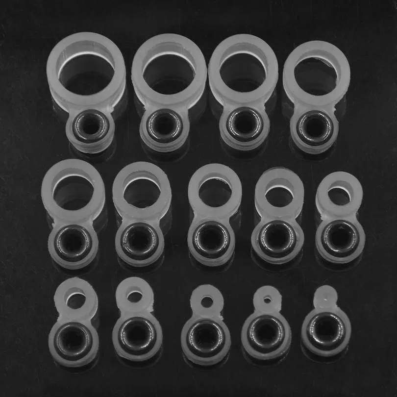 MNFT 2sets (28PCS) Fishing Rod Wire Ring Ceramics Eye DIY Fish Line Guide Silicone Ring Different Size 1-14#