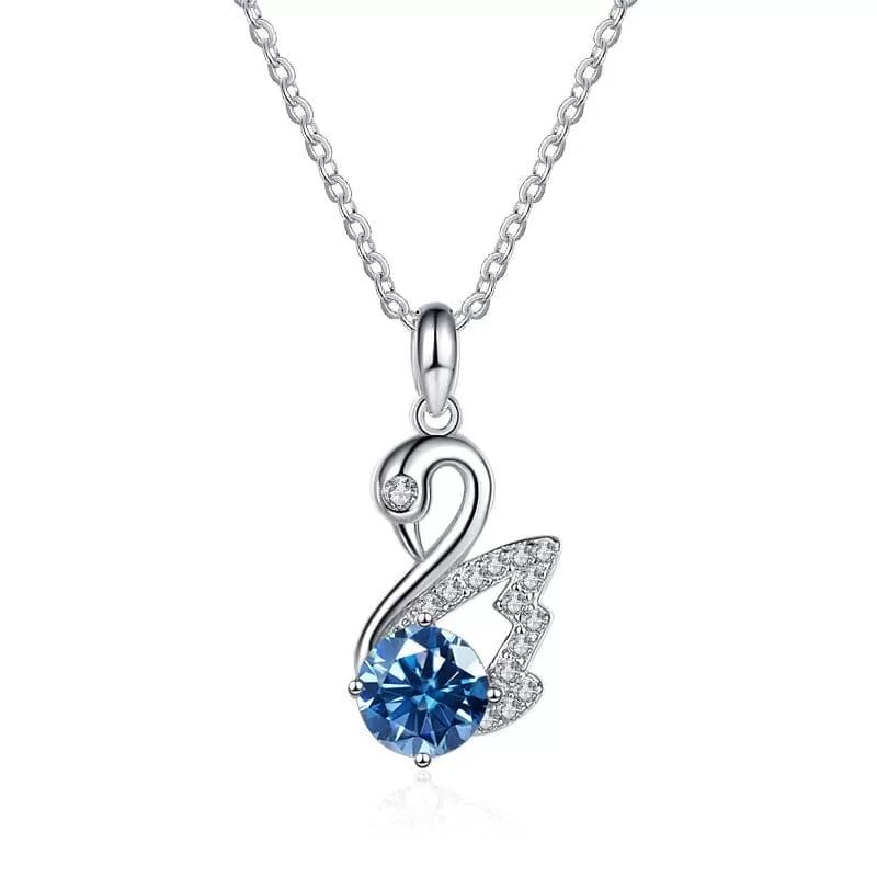 Moissanite Swan Clavicle Chain 925 Sterling Silver Necklace