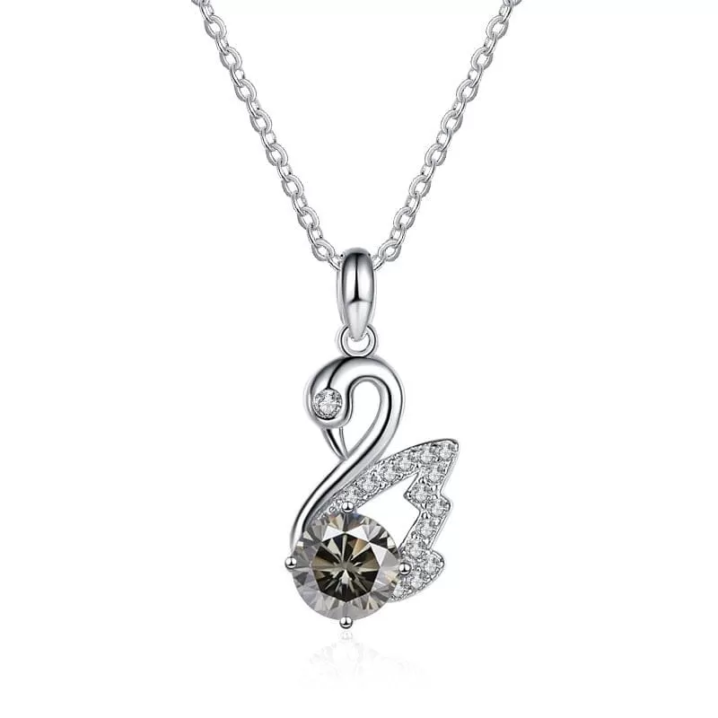 Moissanite Swan Clavicle Chain 925 Sterling Silver Necklace