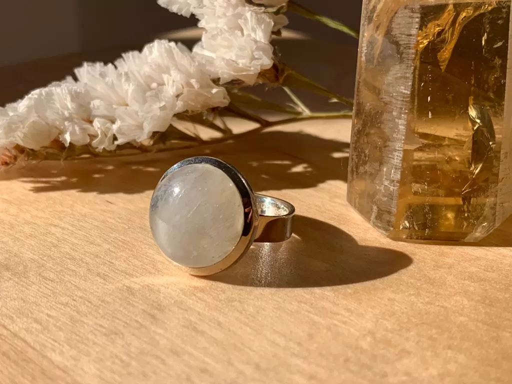 Moonstone Adjustable Ring - Small Round