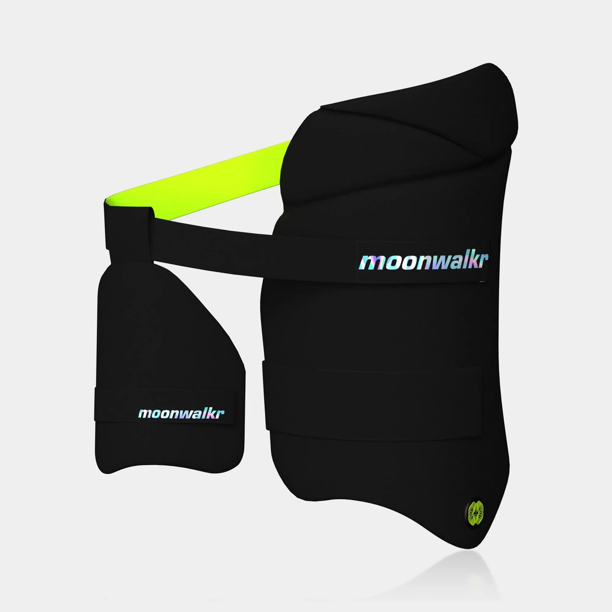 Moonwalkr Black Double Thigh Pads/Guard, Orange/Green Inside, M,L