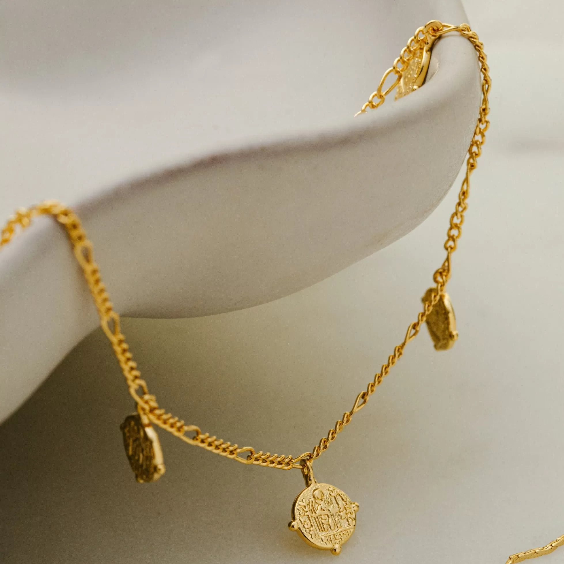 Multi Coin Figaro Drop Anklet