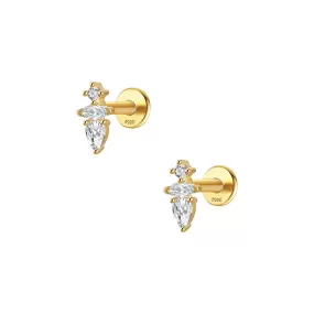 Multi-Geometry CZ Diamonds Flat Back Earrings