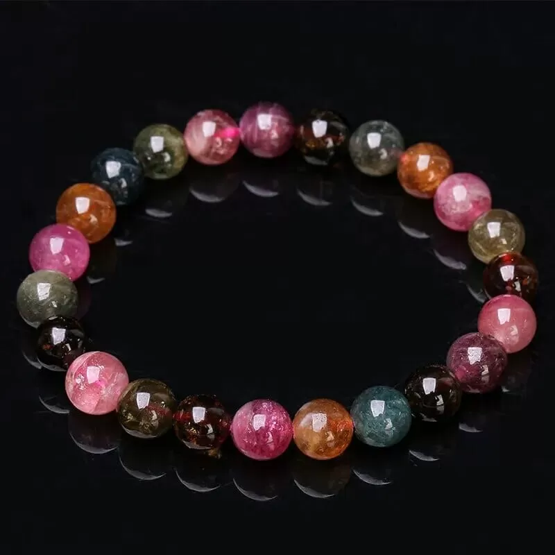 Muticolor Tourmaline 8mm Round Bead Strand Bracelets