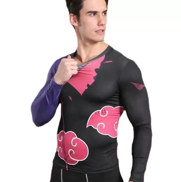 Naruto Battle Damaged 'Akatsuki' Long Sleeve Compression Rash Guard