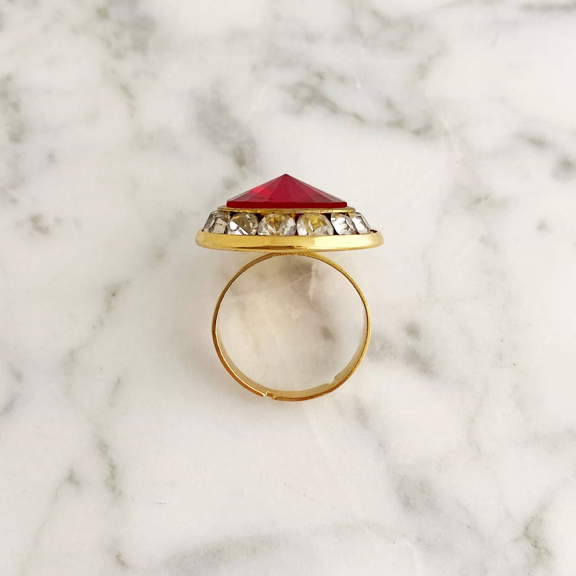 NATHAN vintage red rivoli cocktail ring