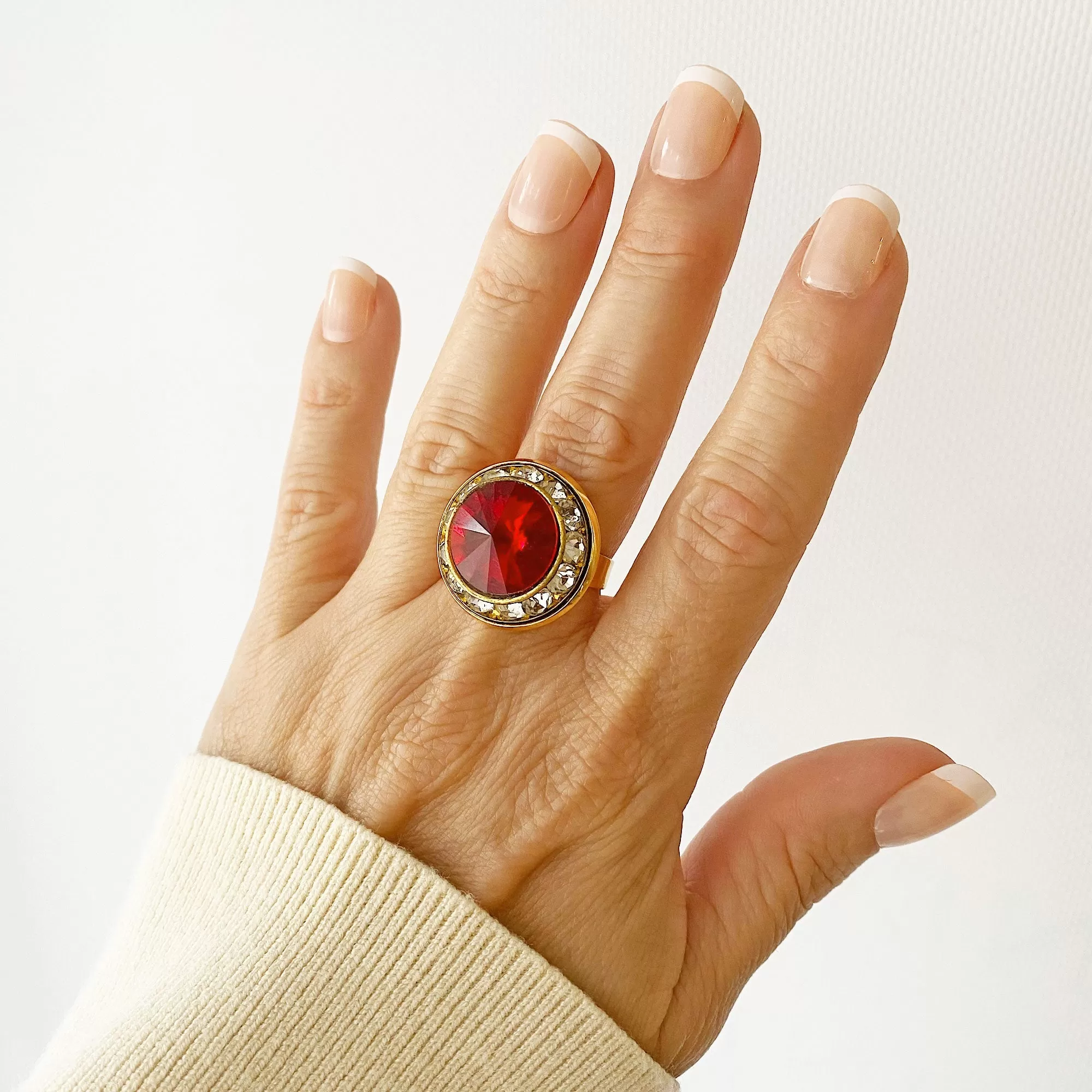 NATHAN vintage red rivoli cocktail ring