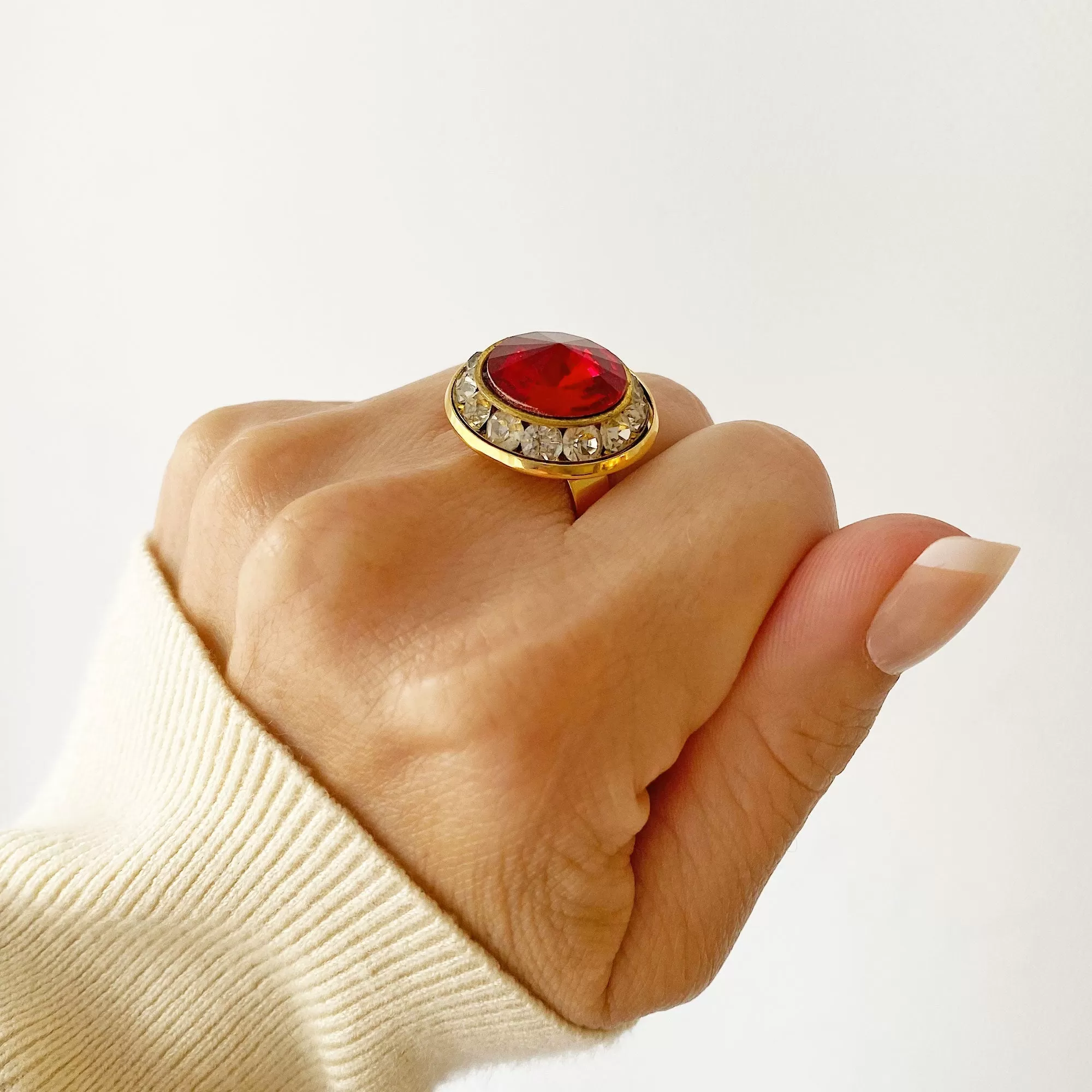 NATHAN vintage red rivoli cocktail ring