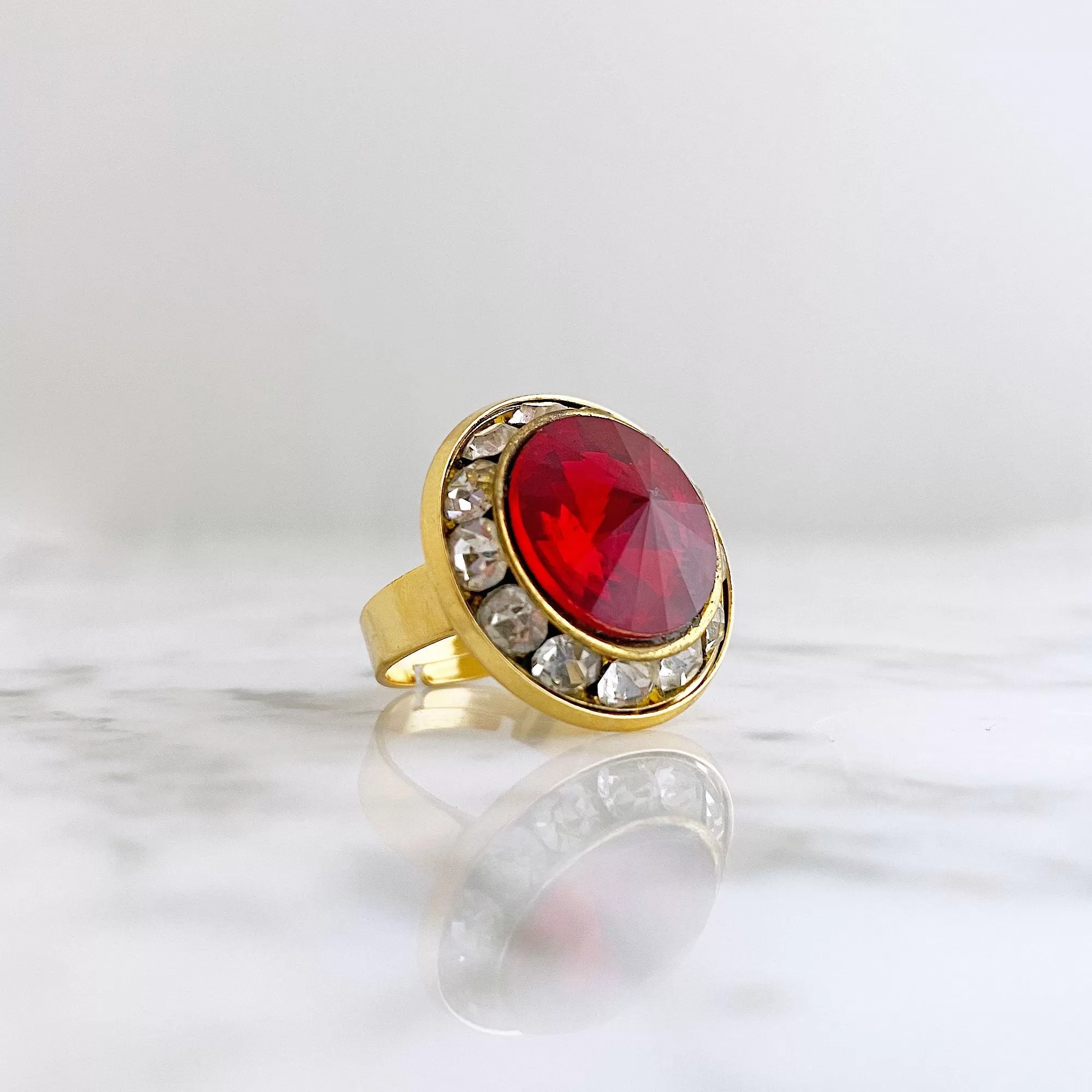 NATHAN vintage red rivoli cocktail ring