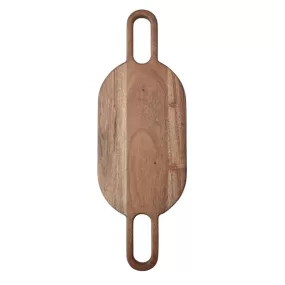 Natural Acacia Wood Cheese/Cutting Board w/ Handles