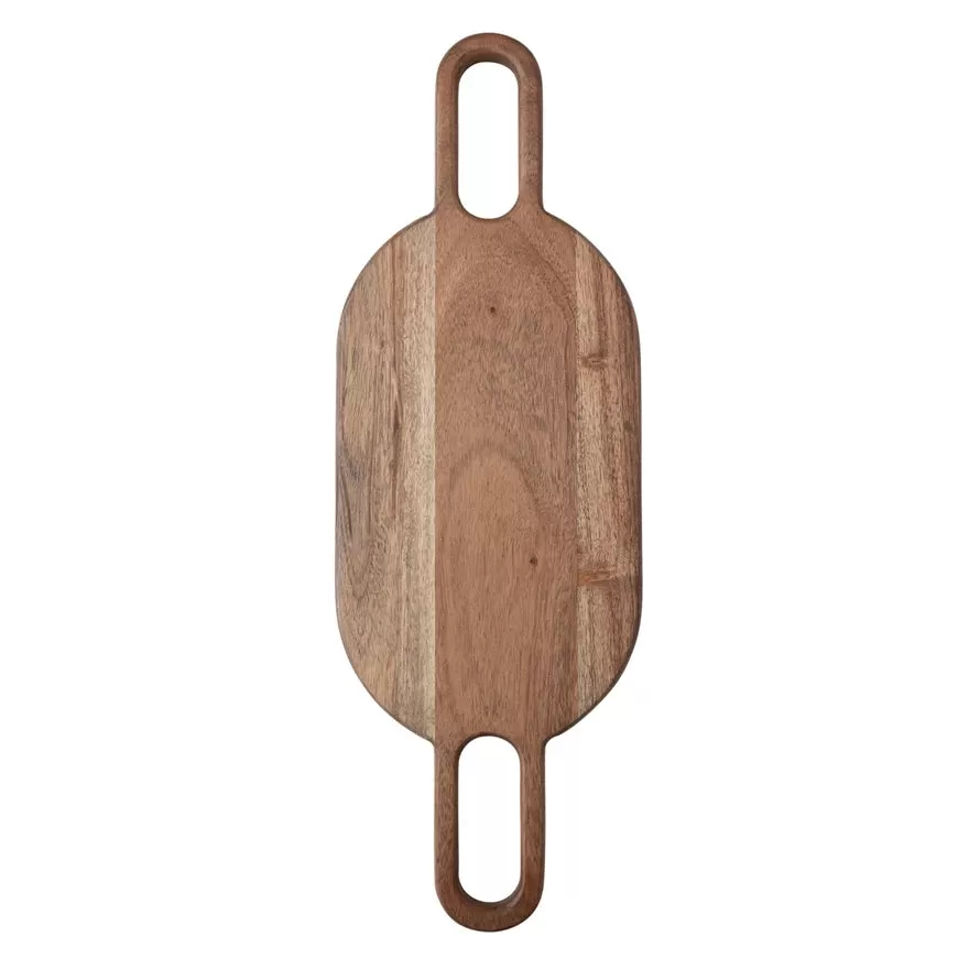 Natural Acacia Wood Cheese/Cutting Board w/ Handles