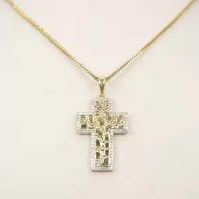 Nugget Cross Charm with Diamonds