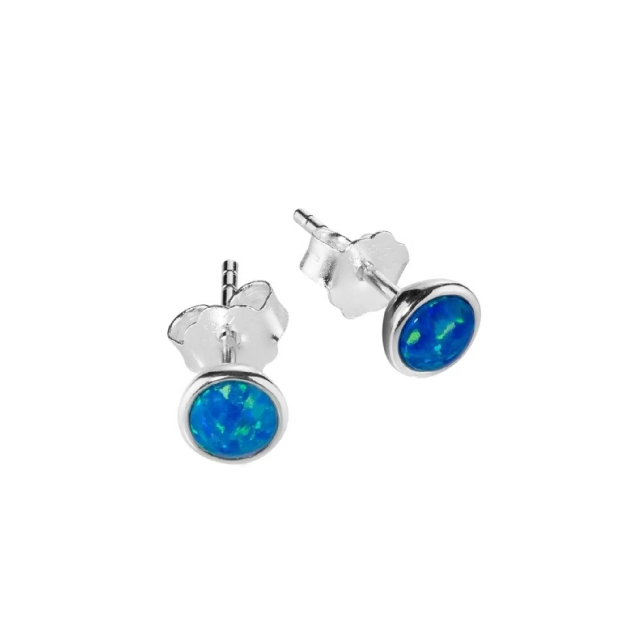 Opal look stud earrings Agean in Blue Silver