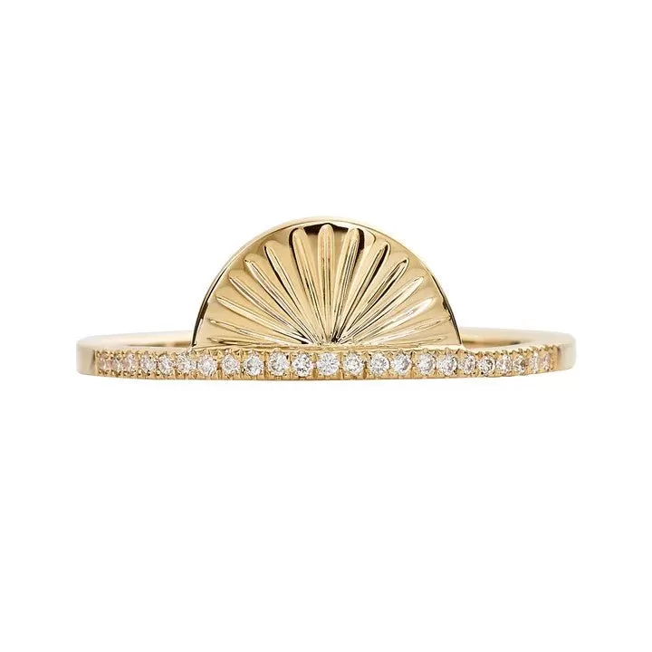 ORDER ONLY: Pave Diamond Center Ring with Golden Sundial Top