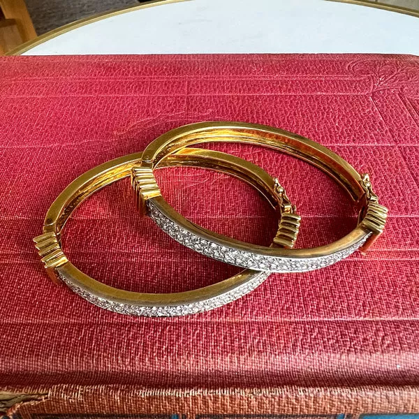 Pair of Vintage Diamond Bangle Bracelets