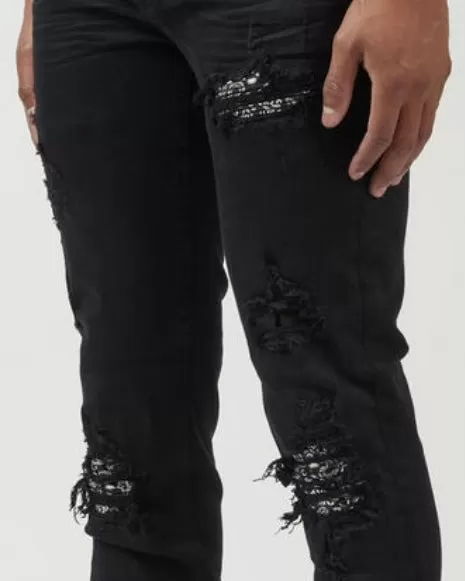 Paisley Patched Rip Jeans