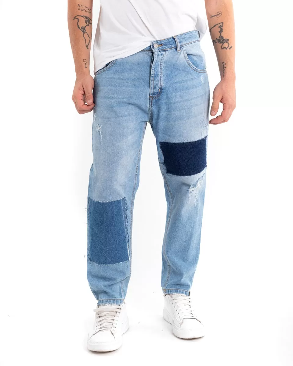 Pantaloni Jeans Uomo Loose Fit Denim Chiaro Cinque Tasche Casual GIOSAL-P5476A