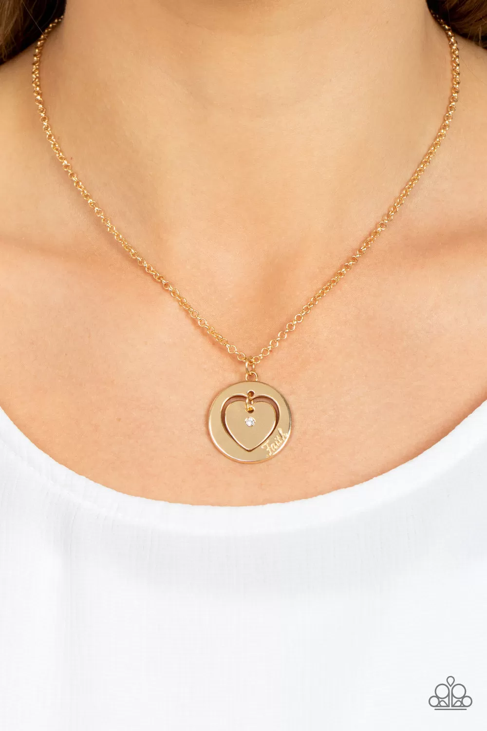 Paparazzi Heart Full of Faith - Gold Faith Inspirational Necklace