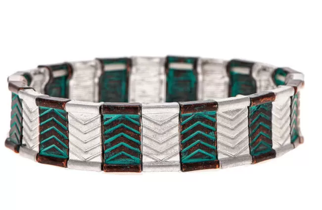 Patina Silver Chevron Blocks Bracelet