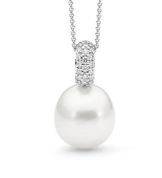 Pave set pearl pendant