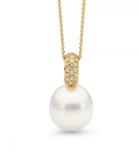 Pave set pearl pendant