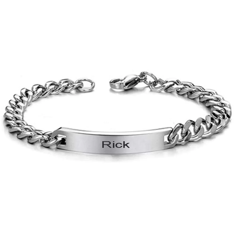 Personalized Couples Bracelets - Matching His and Hers Steel Bracelets