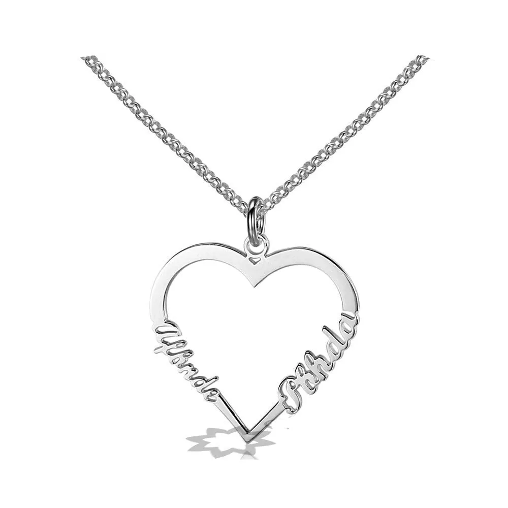 Personalized Silver Heart Shape Pendant