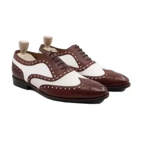 Portam - Men's Brown and White Calf Leather Oxford Shoe