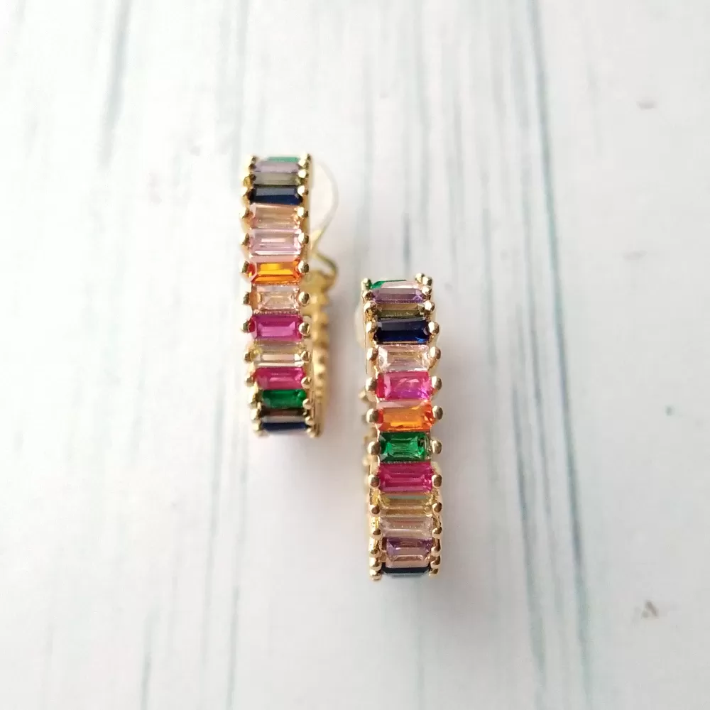 Rainbow Hugger Loop Earrings