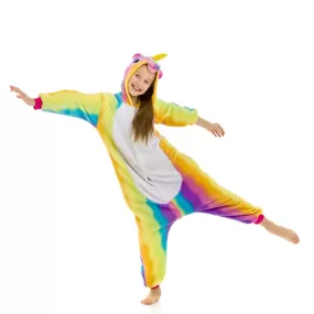 Rainbow-Stripes Unicorn Kids Onesie