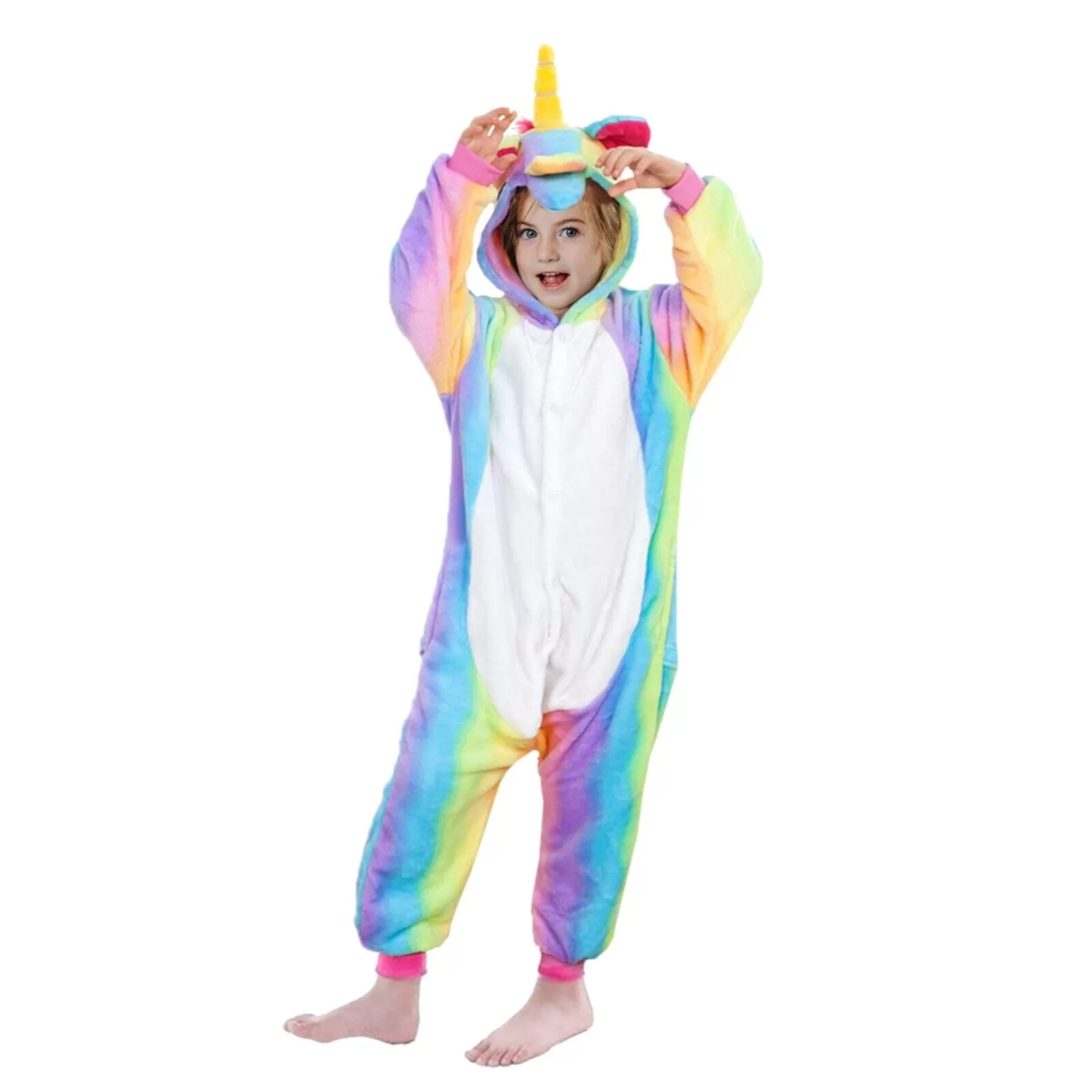 Rainbow-Stripes Unicorn Kids Onesie