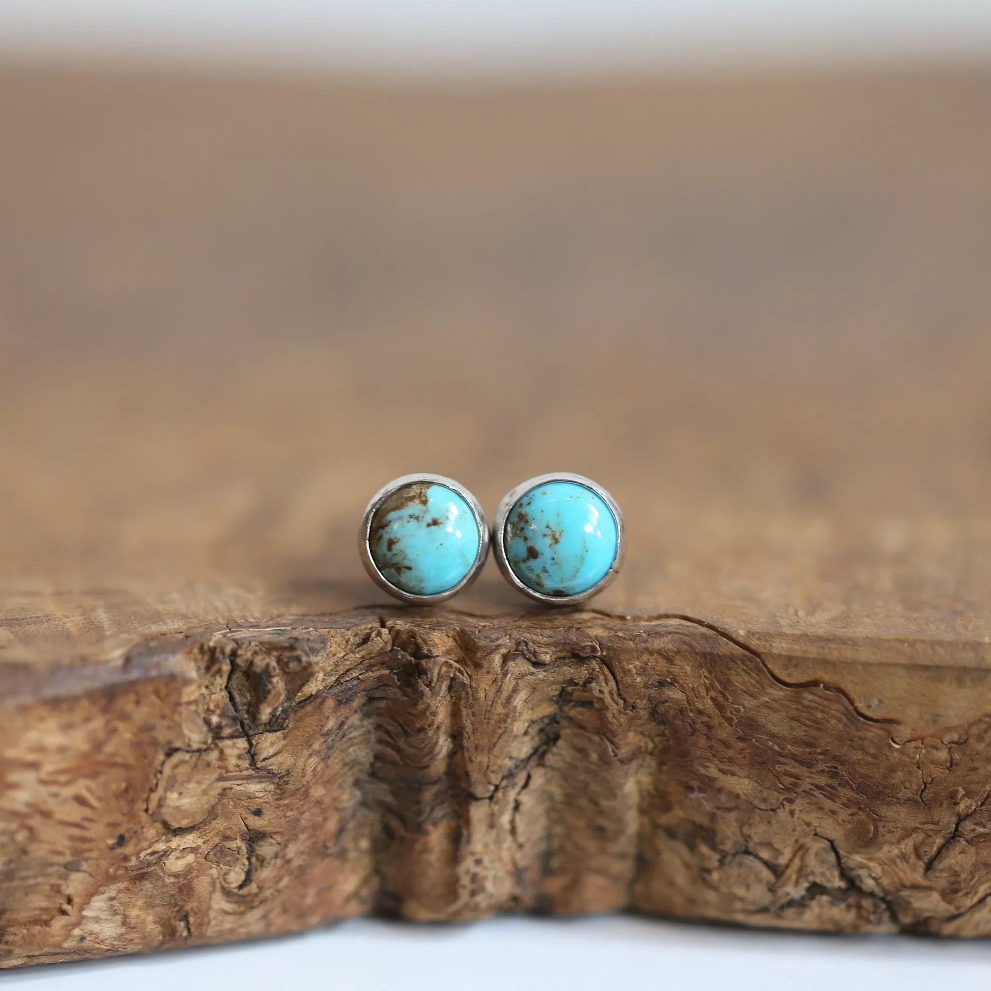 Ready to Ship - Soft Blue Turquoise Posts - American Turquoise Earrings - 8mm Turquoise Studs