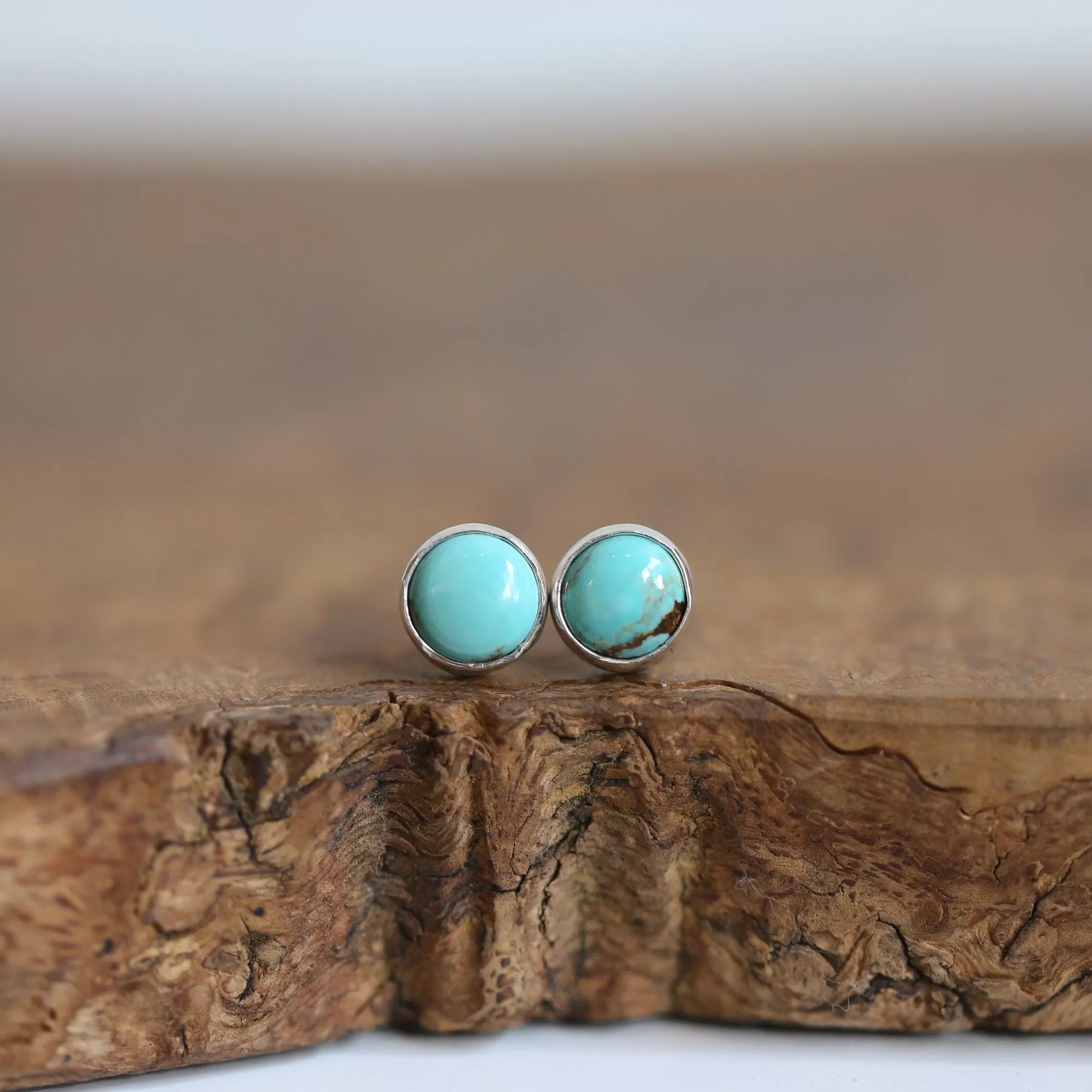 Ready to Ship - Soft Blue Turquoise Posts - American Turquoise Earrings - 8mm Turquoise Studs