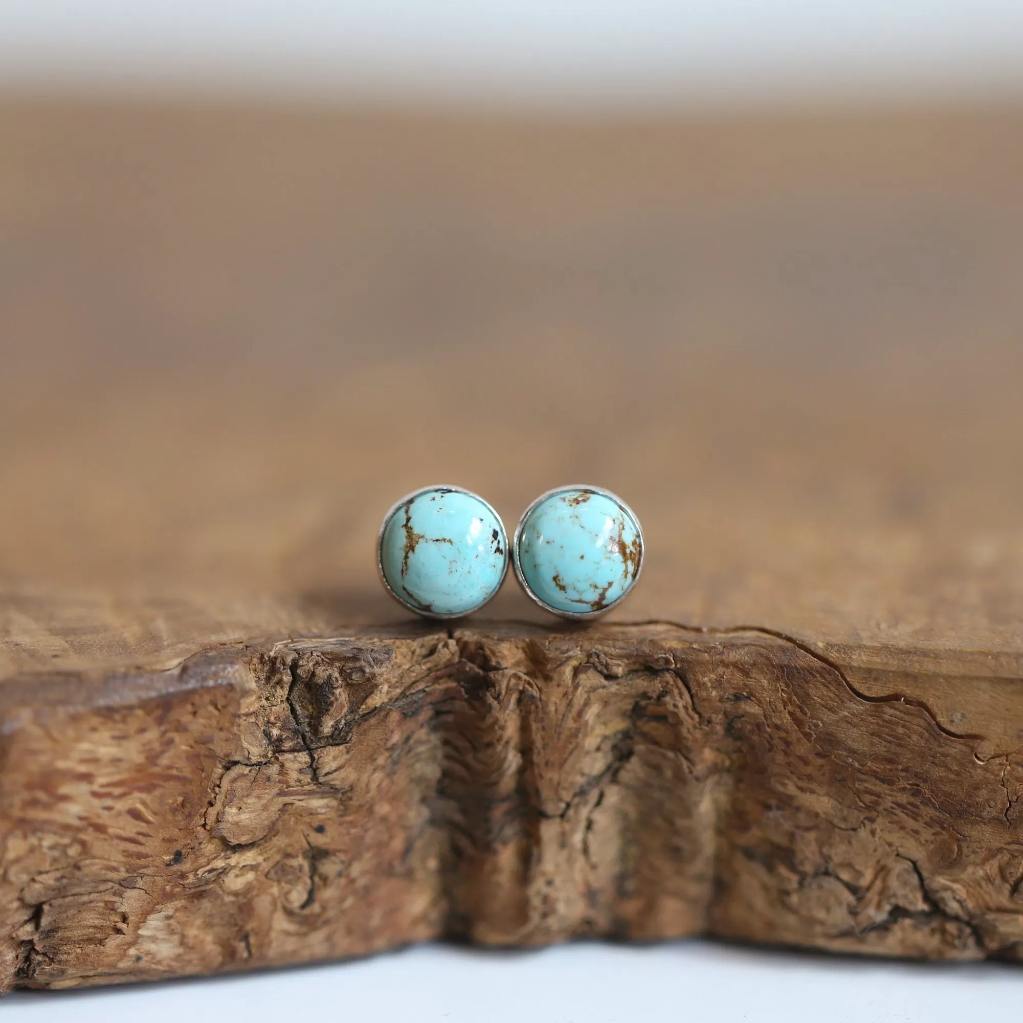 Ready to Ship - Soft Blue Turquoise Posts - American Turquoise Earrings - 8mm Turquoise Studs