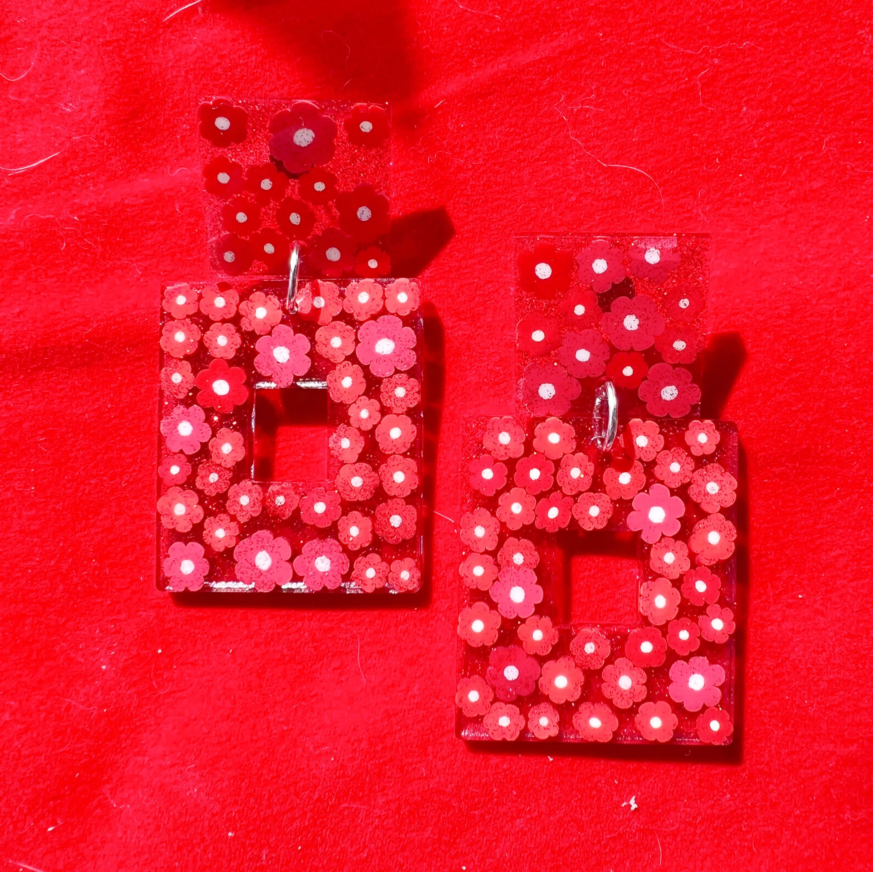 Red Flower Joy Earrings