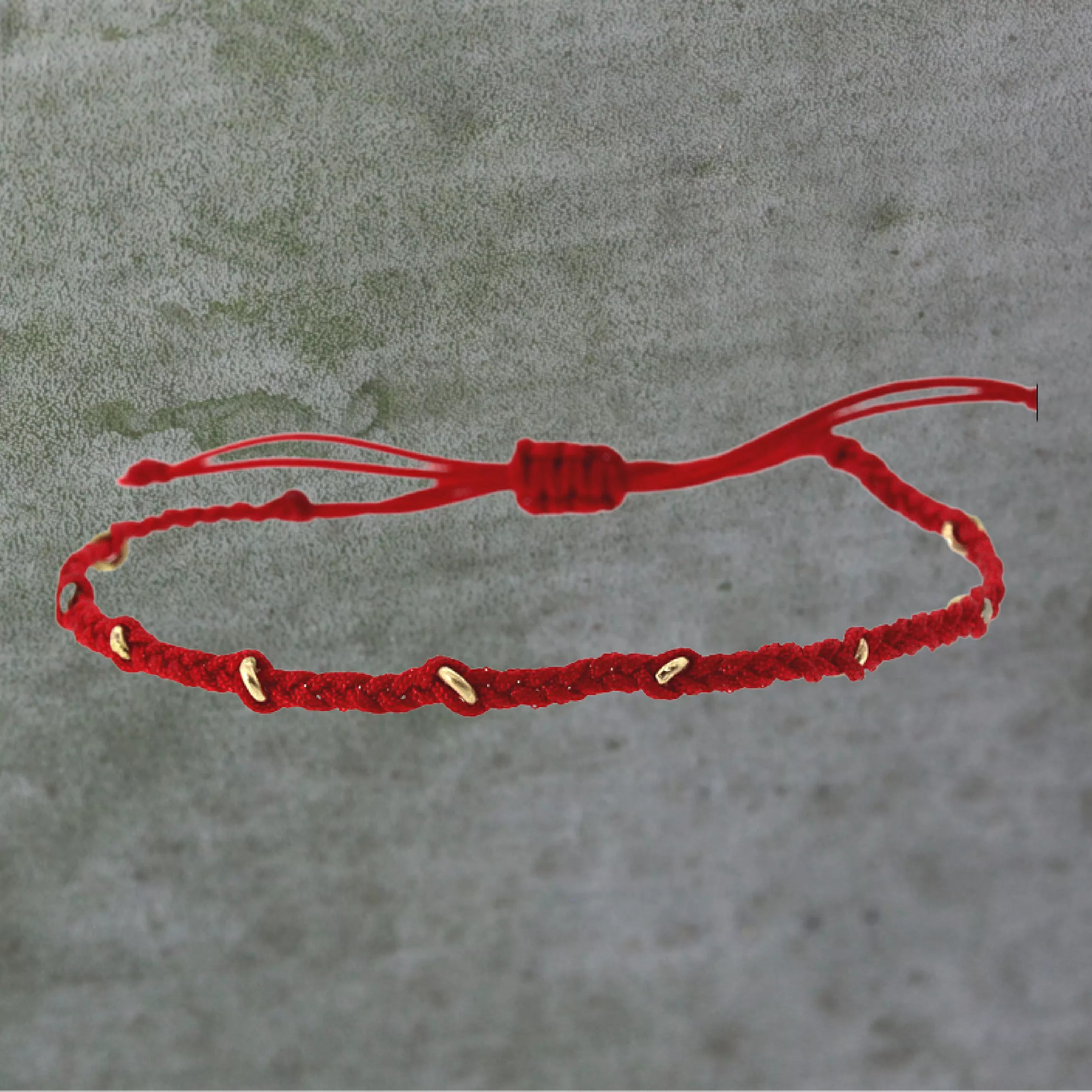 Red Gold Ring Macrame Bracelet