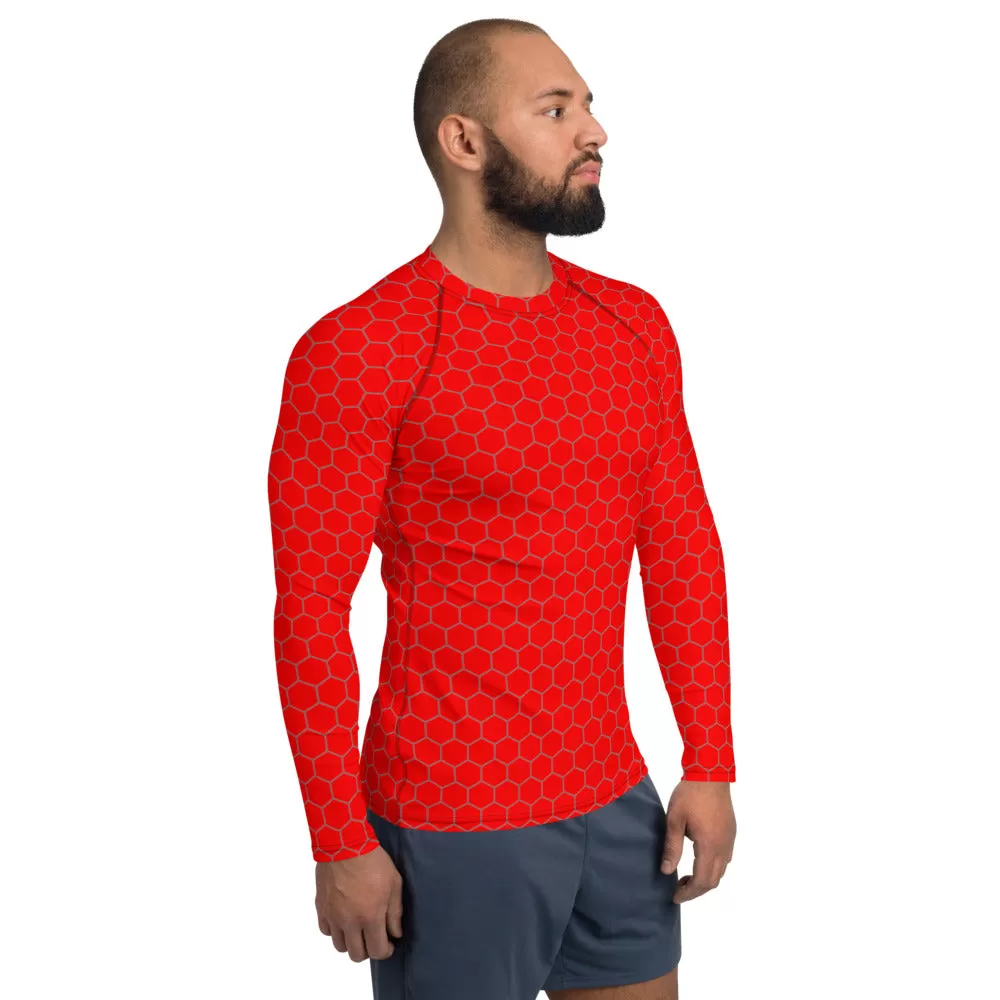 Red Honeycomb Men's Rash Guard